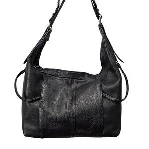 Kenneth Cole Reaction Vegan Pebble Leather Pocket Black Shoulder Bag